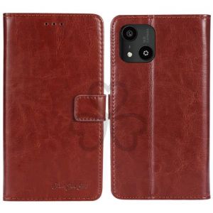 TienJueShi Classique Coque Antichoc en cuir PU Cover Case Housse pour Logicom Five 5 inch Étui Couverture Marron