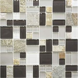 Pierre Naturelle Mosaïque en Verre Carrelage en Mosaïque Gris Braun Blanc Anthracite Crédence de Cuisine Miroir Mosaïque Bain -...