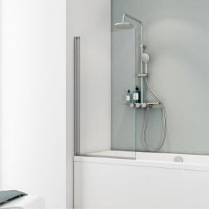 Pare baignoire 70 x 130 cm, 1 volet pivotant, verre 5 mm, profilé alu-argenté, Schulte