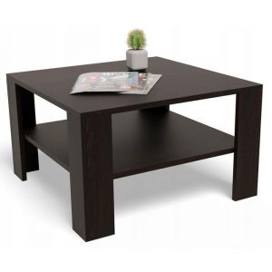 Table Basse $ Weng&eacute; - Table de salon avec &eacute;tag&egrave;re - 68x68x41 cm