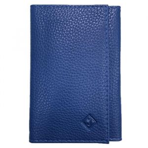 Porte papier voiture cuir souple format 3 volets compact carte grise permis identité assurance crédit -Bleu marine-LOLUNA®