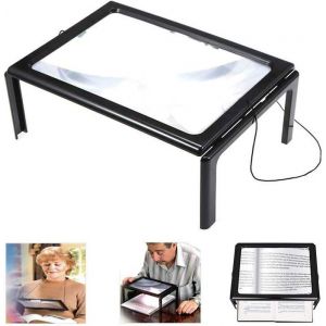 Loupe rectangulaire pour malvoyants Loupe pleine page 3X Loupe avec éclairage mains libres Loupe de lecture pleine page A4 G