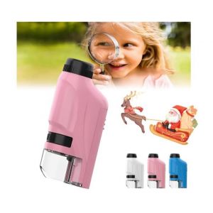 Portatif Petiscope Enfant avec Lumi&egrave;re LED Microscope Enfant Portable Microscope De Poche Enfant Mini Microscope De Poche(Rose)