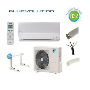 PRET A POSER CLIMATISATION DAIKIN 5000W R32 BLUEVOLUTION REVERSIBLE FTXF50A + KIT DE POSE 5 METRES + SUPPORT MURAL