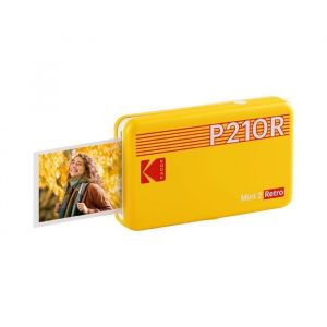 KODAK Mini Retro 2 P210 - Mini Imprimante Bluetooth - Photo format CB 53x86 cm - 8 incluses - Sublimation Thermique 4Pass - Jaune