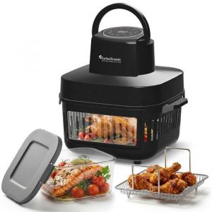 Friteuse &agrave; air chaud TURBOTRONIC AFG6 &ndash; 6 L XXL &ndash; Cuve en verre sans BPA & PFAS &ndash; 8 programmes automatiques &ndash; Noir