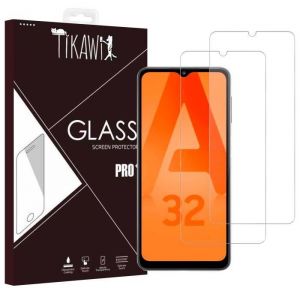 Tikawi x2 Verre tremp&eacute; 9H pour Samsung Galaxy A32 4G (6.4) Protection Ecran Haute r&eacute;sistance [Anti-traces] Film de protection x2