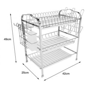 YGONGMYL Égouttoir à vaisselle en Acier inox Qualité supérieure 3 Niveaux 3 Égouttoir amovible Porte-couverts - 42 x25 x49 cm
