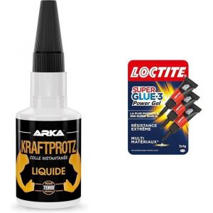 KRAFTPROTZ liquide  50 g  Superglue  Extra forte et universelle  Colle les m&eacute;taux & Loctite Super Glue-3 Power Gel Mini D COLLE