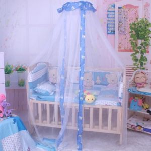 Moustiquaire Ciel De Lit Baldaquin Rond Enfant Bébé Voile Anti Insectes Chambre Bleu
