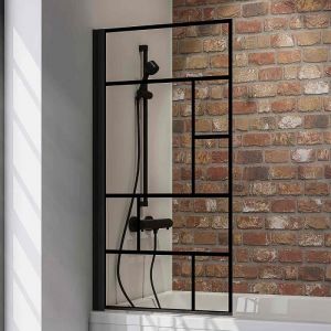 Pare baignoire rabattable 70 x 130 cm Schulte verre 5 mm atelier noir paroi de baignoire 1 volet  pivotant profilé noir