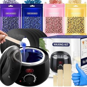 Chauffe Cire EpilationCire Chauffe Num&eacute;rique pour l&Eacute;pilation4 Paquets de Perles de Cire30 B&acirc;tonnets Applicateurs-Chauffe-Cire