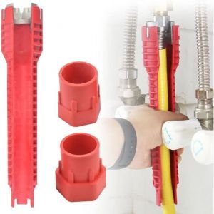 Clé Robinet Multifonctionnel Cle a Tube Mitigeur Double Tête avec Douille Cle Demontage Robinet Antidérapant Facile à Utiliser pour