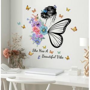 Stickers Muraux Fille Fleur Branches Autocollants Muraux Mural Stickers Papillon Fleurs pour Bébé Fille Chambre Enfants Pépinière