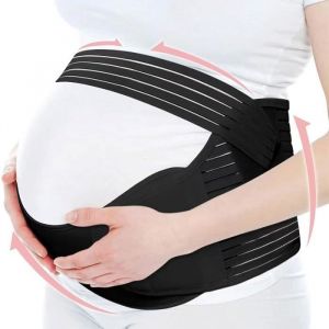 Ceinture de Grossesse Femme Enceinte Soutien Lombaire Support Abdominal Dos de Maternité Ajustable Maintien pour Soulager(Noir-XL)