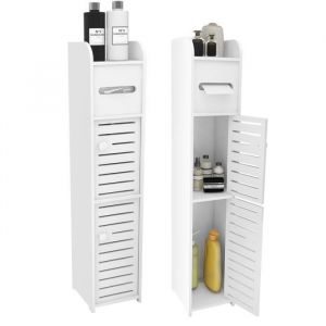 Colonne de salle de bain avec 2 portes Willonin® Meuble rangement darmoire pour salon chambre Decoration L 15 x P 17 x H 78 cm