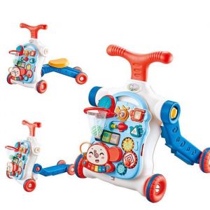 AMOUNE Trotteur Bébé Musique et Table Activité déveil 5 en 1 Chariot de Marche Bébé dès 6 Mois Bleu