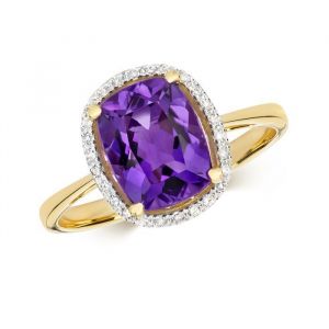 Bague EDS JEWELS Femme Or 375/1000 Diamant 0.08 Carat Améthyste Pavage 37394