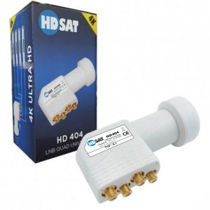HDSAT HD404 LNB Quad Full HD 4K Tête Parabole 4 sorties 01dB Compatible ASTRA EUTELSAT