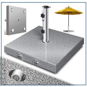 Pied de Parasol - Granit - 30KG - Tube Inox - Résistant aux intempéries - Transport facile