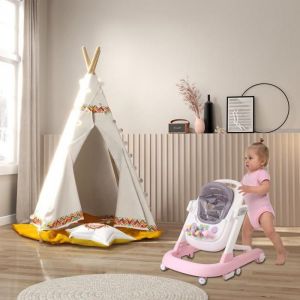 SUPFINE 3 En 1 Trotteur B&eacute;b&eacute; Gar&ccedil;on et Fille Marchette Pousseur avec D&eacute;ambulateur Chariot de Marche avec Fonction Musique