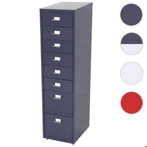 Caisson &agrave; roulettes Boston T851 109x28x44 cm 8 tiroirs gris fonc&eacute;