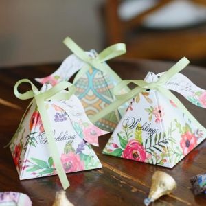 Marchelec 50pcs Boîte à Dragées Contenant Dragées Ballotin en Papier pour Marriage-Baptême-Anniversaire(Vert)
