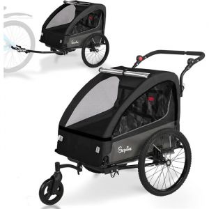 SEPNINE Remorque Velo Enfant et Poussette 2 en 1 avec Suspension remorque de Velo pour 1 &agrave; 2 Enfants Pliable （Noir）