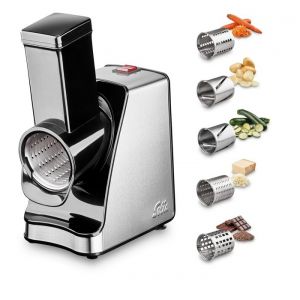 Coupe Legumes Multifonctions - R&acirc;pe &eacute;lectrique pour couper r&acirc;per racler et broyer - Acier inoxydable - Slice & More 8401 Solis