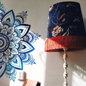 Stickers muraux MANDALA bleu (78x40 cm) Autocollant mural mandala zen lotus indien oriental r&eacute;tro D&eacute;co murale salon chambre