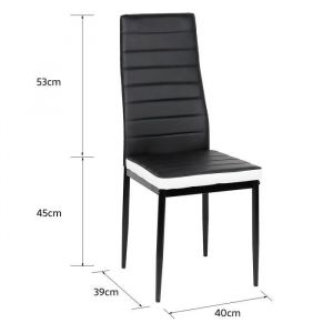 Chaise de salle à manger BUL - Style Contemporain - Simili Cuir - Lot de 6 - Noir et Blanc
