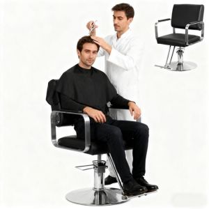 Fauteuil de CoiffeurHauteur R&eacute;glable Chaise de Coiffure peut Pivoter &agrave; 360&deg;en PU pour Salon et Maison 90 x 65 x 100 cm Noir