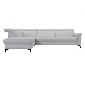 Canapé dangle gauche relax électrique - MELBOURNE - Tissu gris - L 292 x P 232 x H 99 cm