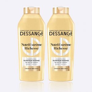 Shampoing Nourrissant Cheveux Secs - JOZSI - DESSANGE Nutri-Extr&ecirc;me Enrichi en Peptides & Huile de Lin 2 x 280ml
