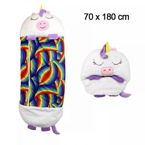 PIMPIMSKY Mignon Sac de Couchage et Oreiller 2 en 1 Happy Nappers pour Enfant 180 x 70 cm Duvet Adapté à Toutes les Saisons Blanc