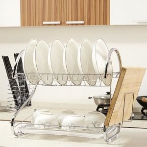 Égouttoir Vaisselles 2 Étages égouttoir pour Couverts Porte-Séchoir Porte-Vaisselle en Acier Inoxydable