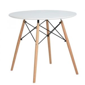 Table basse ronde de style scandinave blanche  70 x 70 cm pour 2-4 personnes