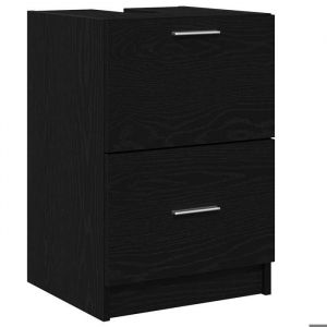 BONNIE&reg;Meuble Sous &eacute;vier/lavabo - SUIKUN - Meuble pour Vasque &agrave; Poser Ch&ecirc;ne noir 40x37x59 cm Bois ding&eacute;nierie FR836912