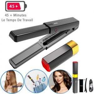 Mini Fer a lisser Lisseur sans fil utilisé partout - Lisseur Cheveux portatif USB Rechargeable - Chauffe Ultra Rapide jusquà 220°C