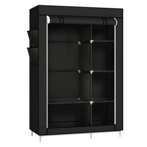 OHMG PENDERIE SOUPLE - Armoire en tissu &agrave; 5 compartiments avec &eacute;tag&egrave;res suspendues - Noir