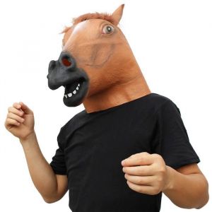 Nouveauté Halloween Costume Fête Animal Tête Masque Brun Cheval (Silencieux)