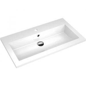 Vasque - Blanc - 80cm - Granit de synthèse - Bonde clic-clac