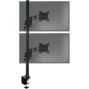 Support vertical double deux écrans PC pour bureau à pince - DURONIC - DM35V2X2 - Hauteur réglable - Noir