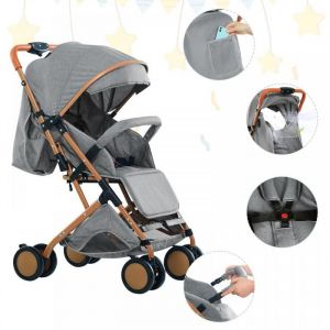 JEOBEST.Poussette de luxe Poussette canne 2 en 1 pour Bébés de 0 à 4 ans Pliable Gris