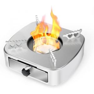 Réchaud de Camping Réchaud à Alcool en Acier Inoxydable Mini Brûleur à Alcool Fondue Portable Cuisinière à Alcool pour Campi[155]
