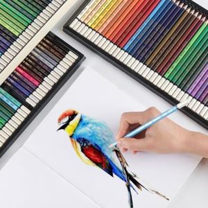 Crayon de couleur - HURRISE - 120 crayons - Bois naturel - Hexagonal - 3.0mm