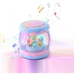 Carrousel de man&egrave;ge musical pour b&eacute;b&eacute; 6-18 mois - KAKOO - Jouet Sensoriel lumineux avec musique - Bleu/Rose