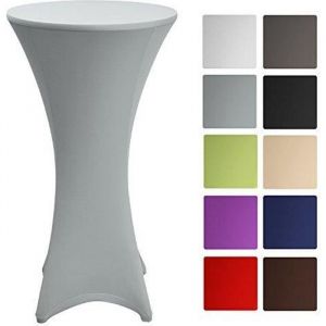 Beautissu Housse de table bistrot 80-85cm Argent - Mange debout - Deco Cocktail - Stretch spandex - Stella