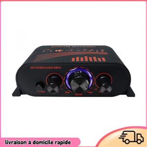 Dilwe Amplificateur audio compact Puissant Ampli son portable Haut-parleur pour Voiture et Maison