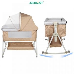 JEOBEST Berceau Cododo Évolutif - Bébé 0-36 Mois - H 98-110cm - Lin + Métal - avec Table à Langer